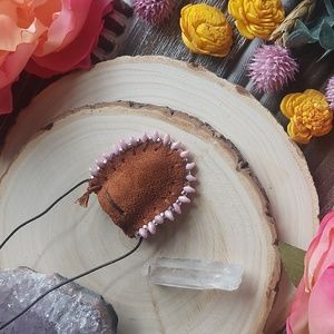 Leather mini mojo bag Necklace by Rust Belt Raised Raw Quartz Crystal Ne…